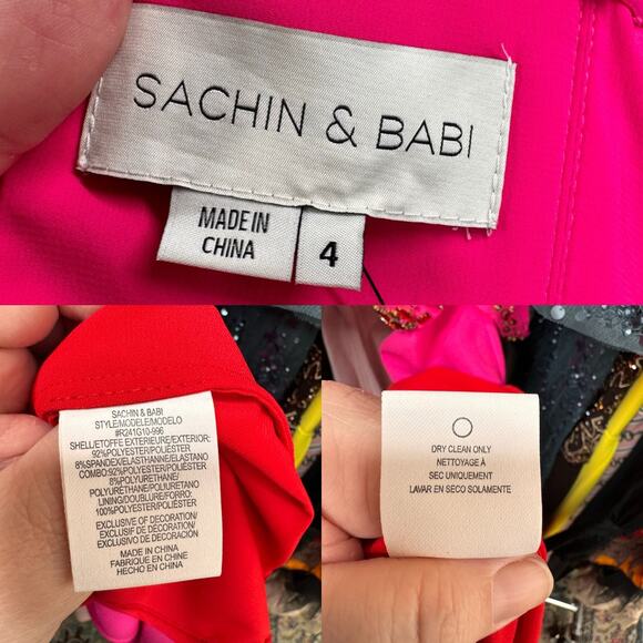 NWT Sachin + Babi Daniella Gown Electric Pink Formal Wedding Guest Column Size 4 - Picture 12 of 14